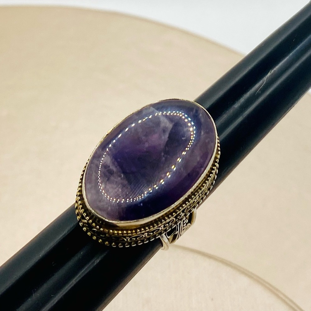 925 Sterling Silver Purple Amethyst Vintage Cocktail Ring